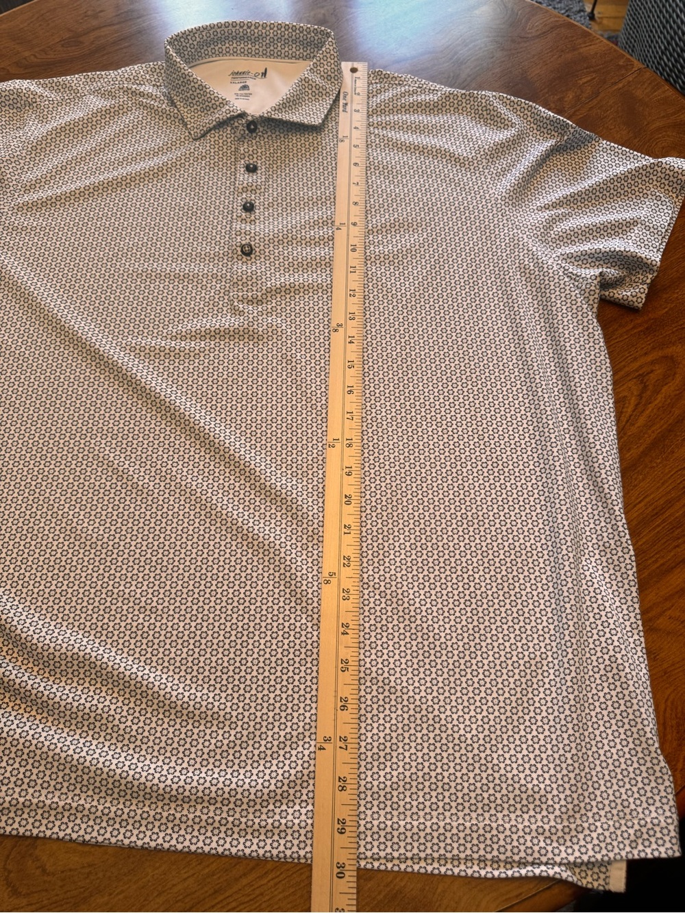 johnnie-O Men's Short Sleeve Geo-Print Polo - White and Black
